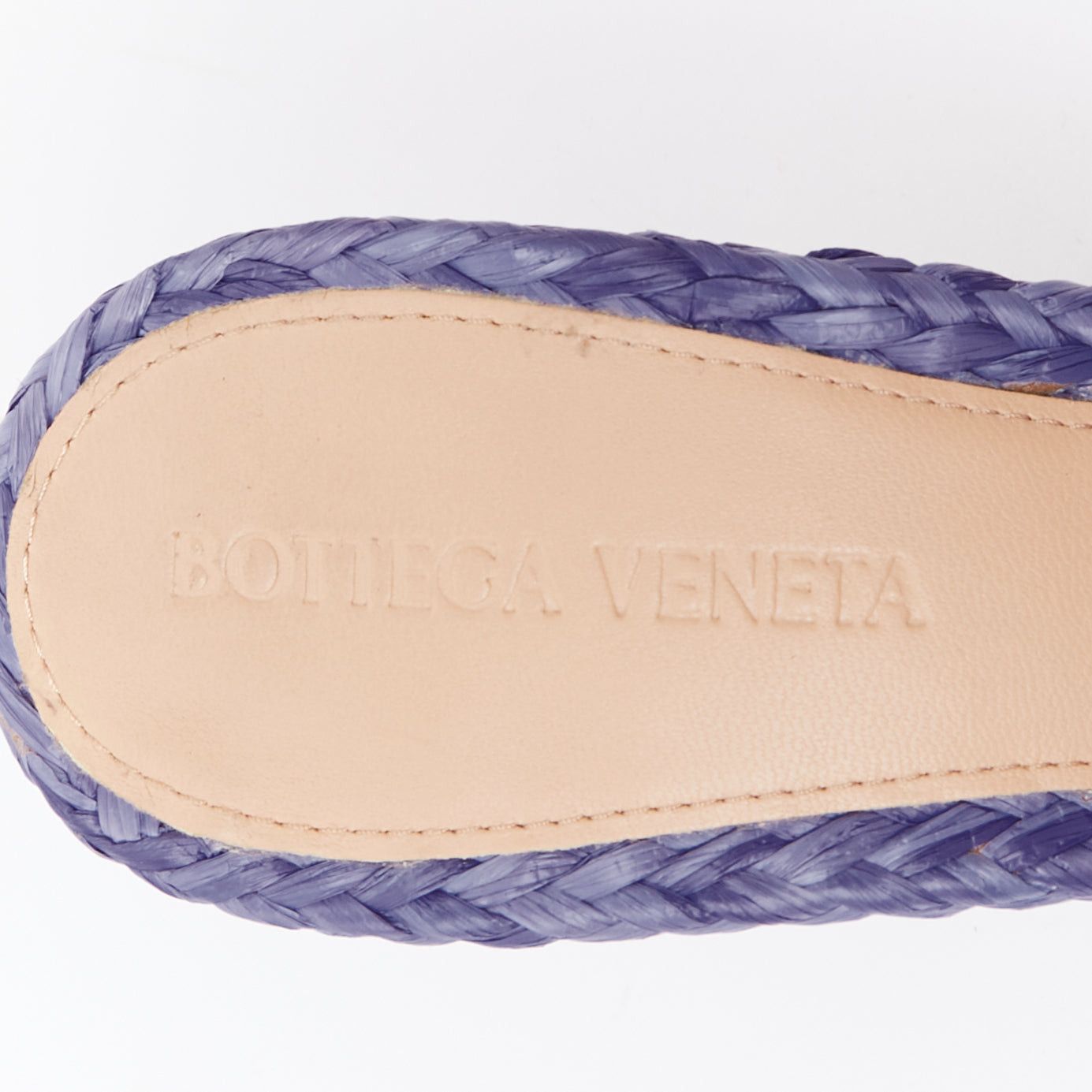 Bottega Veneta BOTTEGA VENETA Stretch purple woven raffia wicker heel mule sandal EU37 Size US 7 / IT 37 - 9 Thumbnail