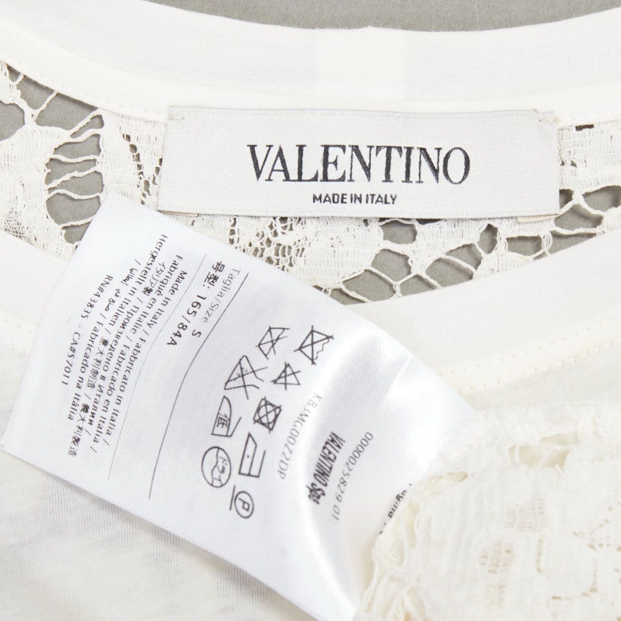 Valentino VALENTINO cream cotton intricate lace back sheer hi low tshirt S Size S / US 4 / IT 40 - 8 Thumbnail