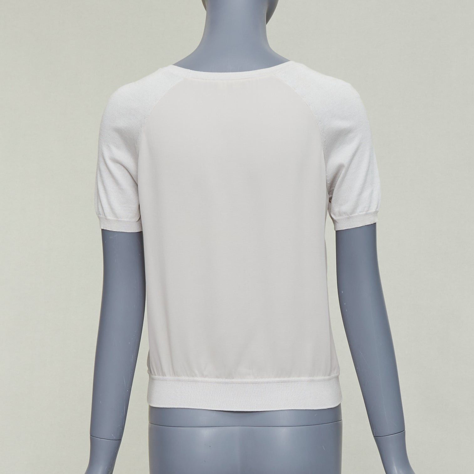 Loro Piana LORO PIANA grey silk bi fabric raglan short sleeve logo charm top IT38 XS Size XS / US 0-2 / IT 36-38 - 5 Thumbnail