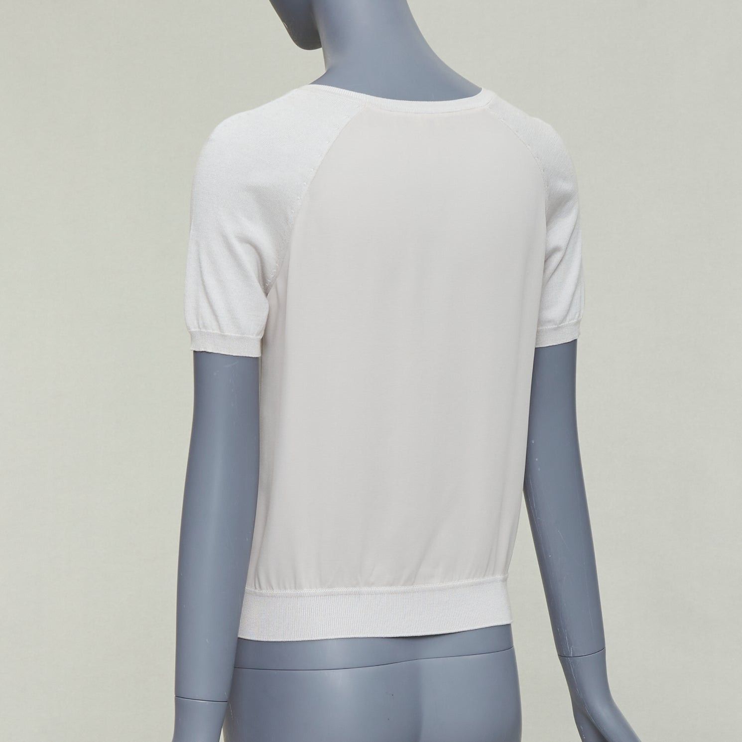 Loro Piana LORO PIANA grey silk bi fabric raglan short sleeve logo charm top IT38 XS Size XS / US 0-2 / IT 36-38 - 6 Thumbnail