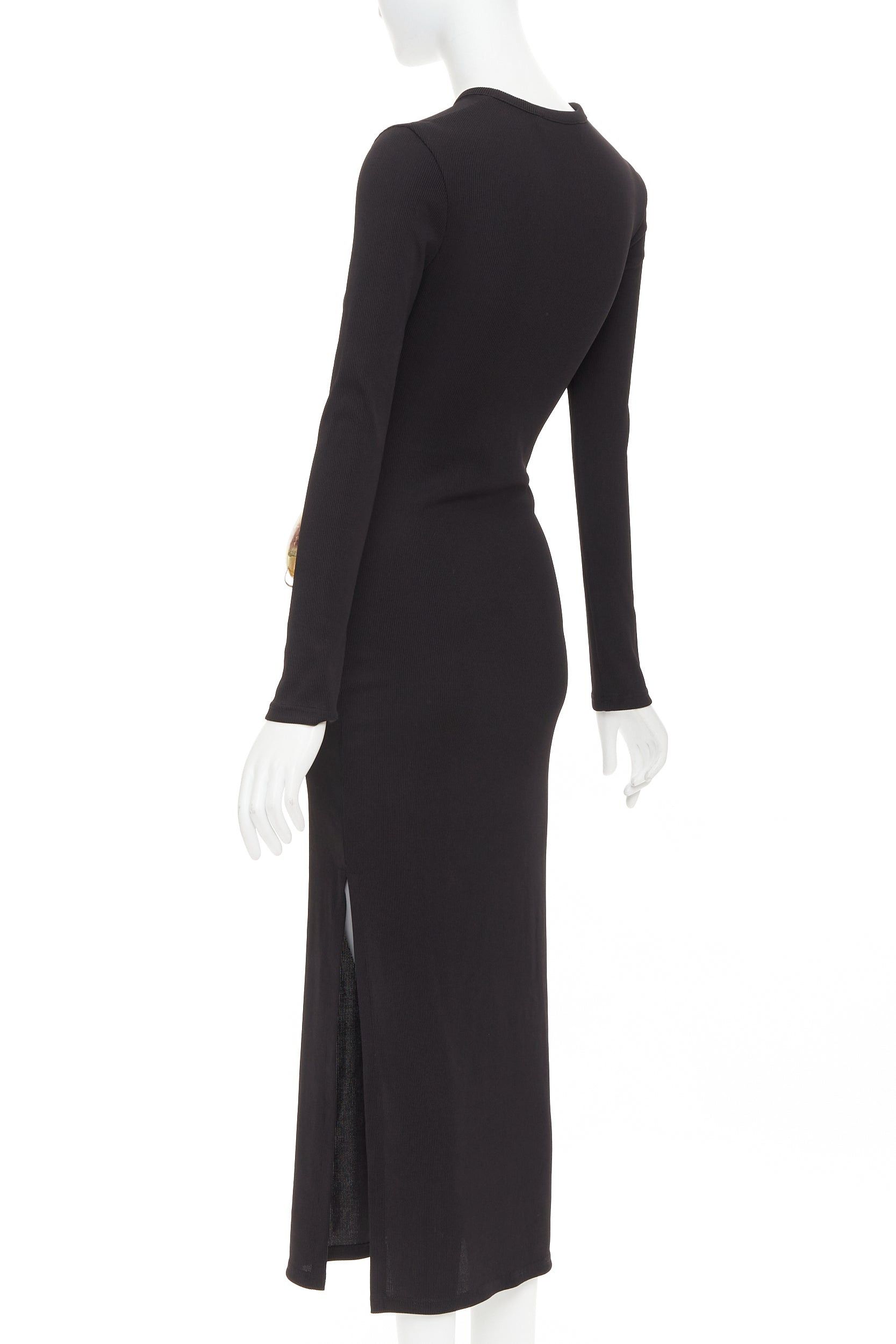 Christopher Esber CHRISTOPHER ESBER black ribbed brown acrylic crystal insert cut out body con dress UK6 XS Size XS / US 0-2 / IT 36-38 - 6 Thumbnail