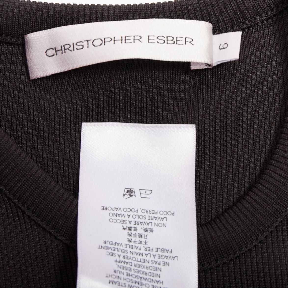 Christopher Esber CHRISTOPHER ESBER black ribbed brown acrylic crystal insert cut out body con dress UK6 XS Size XS / US 0-2 / IT 36-38 - 8 Thumbnail