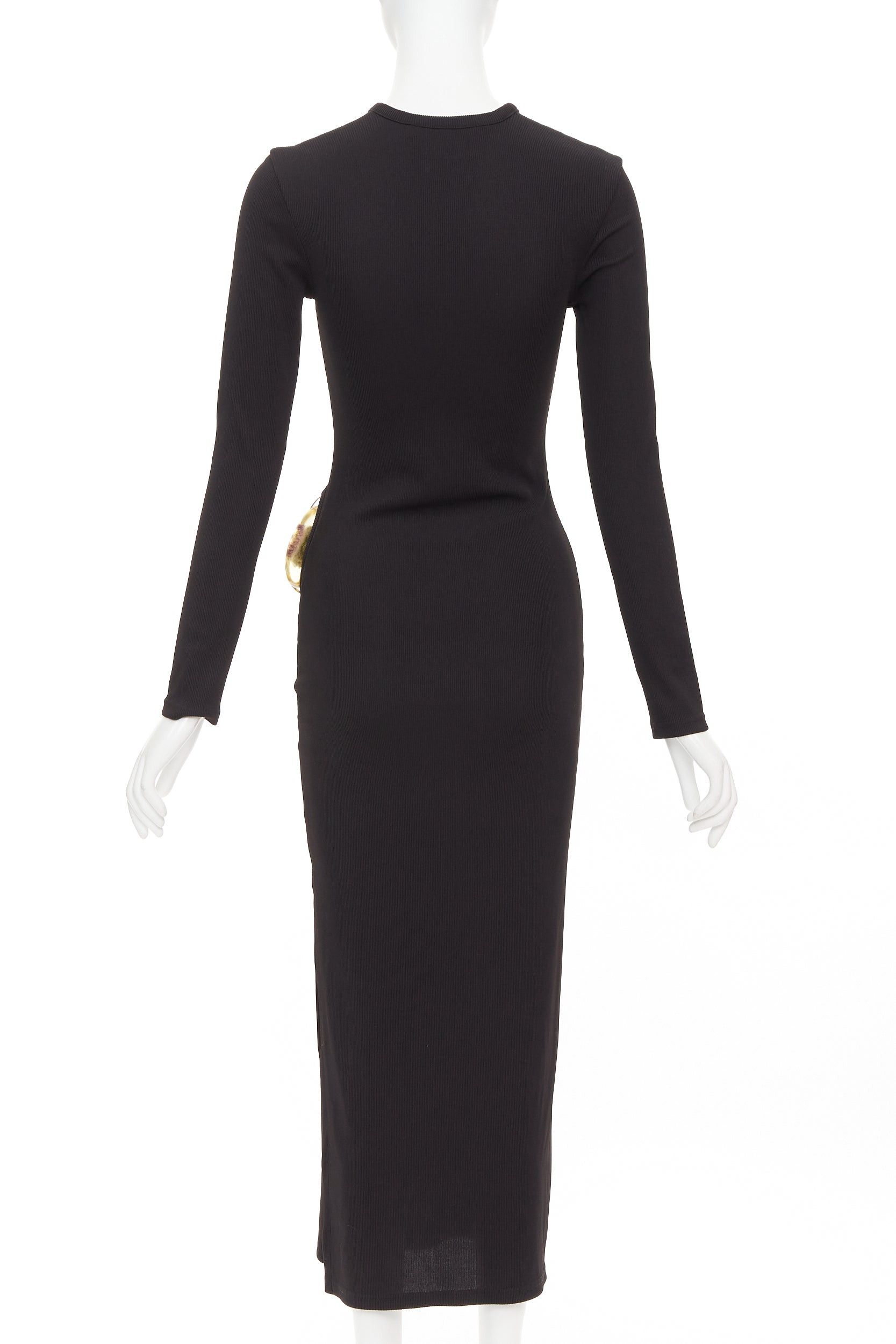 Christopher Esber CHRISTOPHER ESBER black ribbed brown acrylic crystal insert cut out body con dress UK6 XS Size XS / US 0-2 / IT 36-38 - 5 Thumbnail