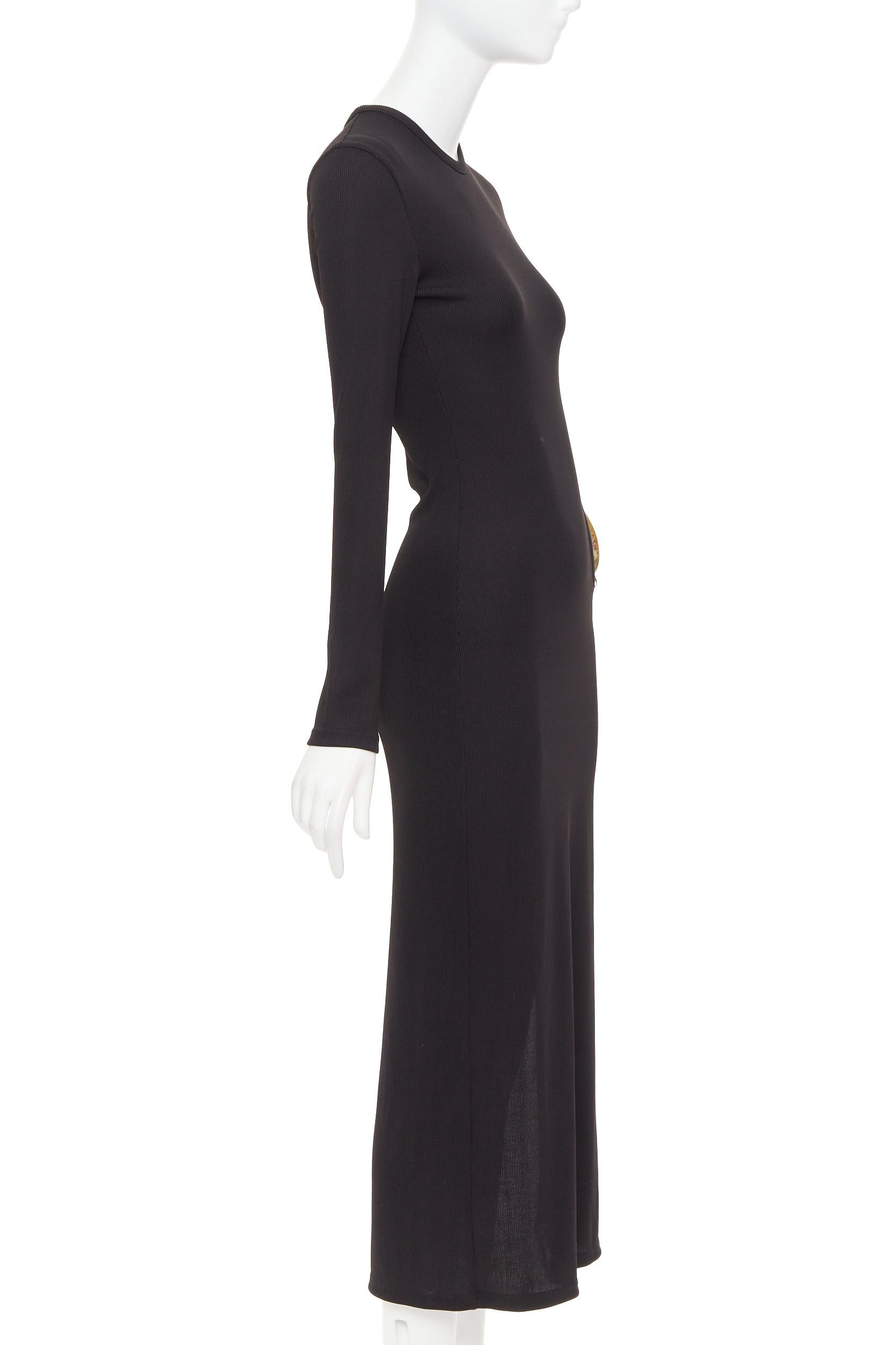Christopher Esber CHRISTOPHER ESBER black ribbed brown acrylic crystal insert cut out body con dress UK6 XS Size XS / US 0-2 / IT 36-38 - 4 Thumbnail