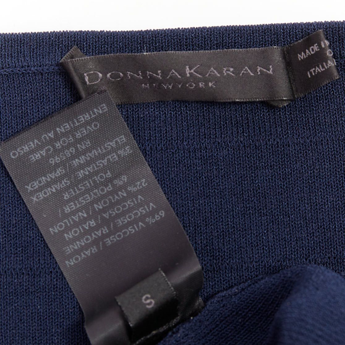 Donna Karan DONNA KARAN navy viscose blend bateau neck bandage bodycon dress S Size S / US 4 / IT 40 - 8 Thumbnail