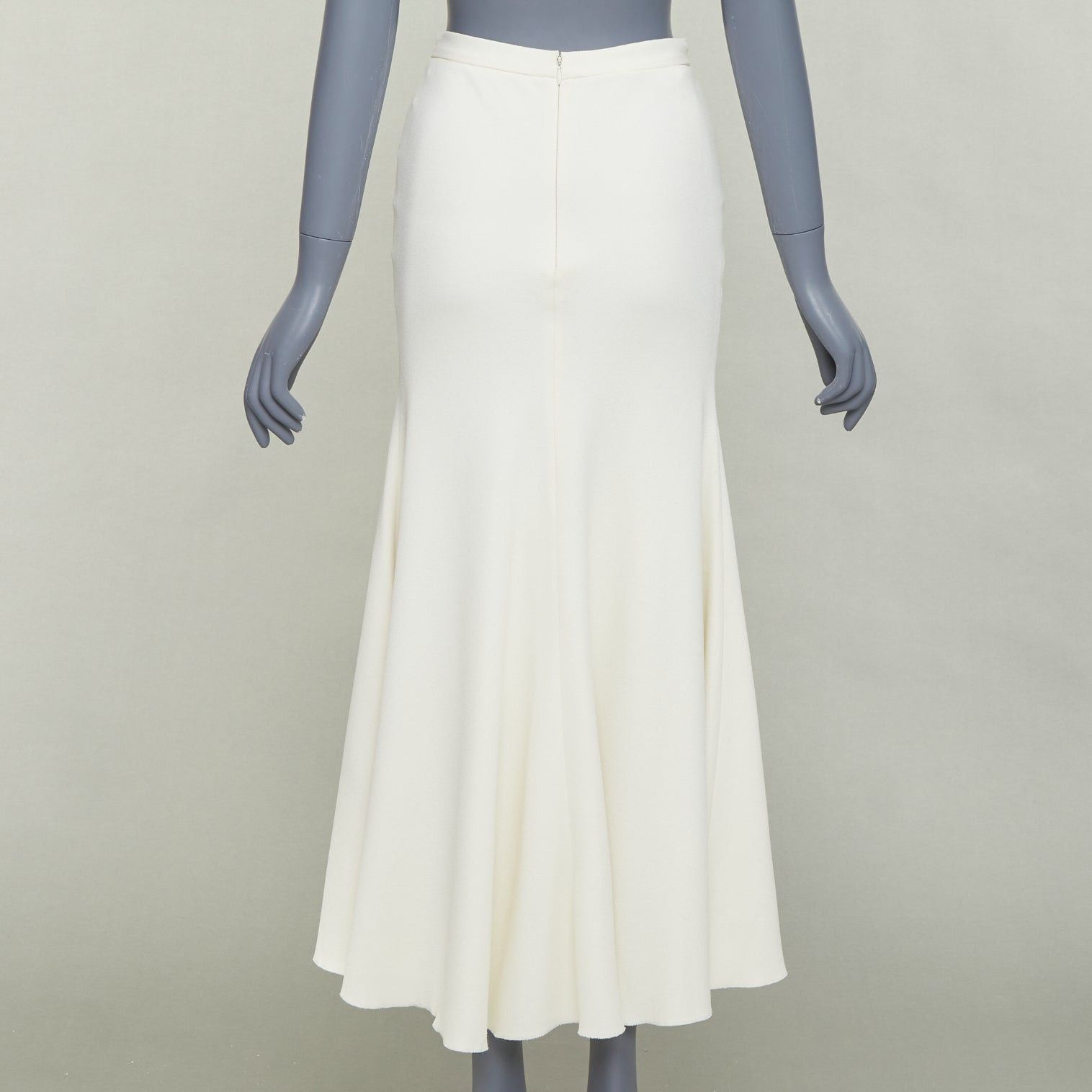 Giambattista Valli GIAMBATTISTA VALLI cream silk lined high waist flute mermaid midi skirt IT38 XS Size 26" / US 2 / IT 38 - 4 Thumbnail
