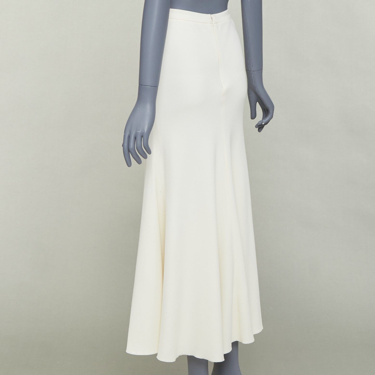 Giambattista Valli GIAMBATTISTA VALLI cream silk lined high waist flute mermaid midi skirt IT38 XS Size 26" / US 2 / IT 38 - 5 Thumbnail