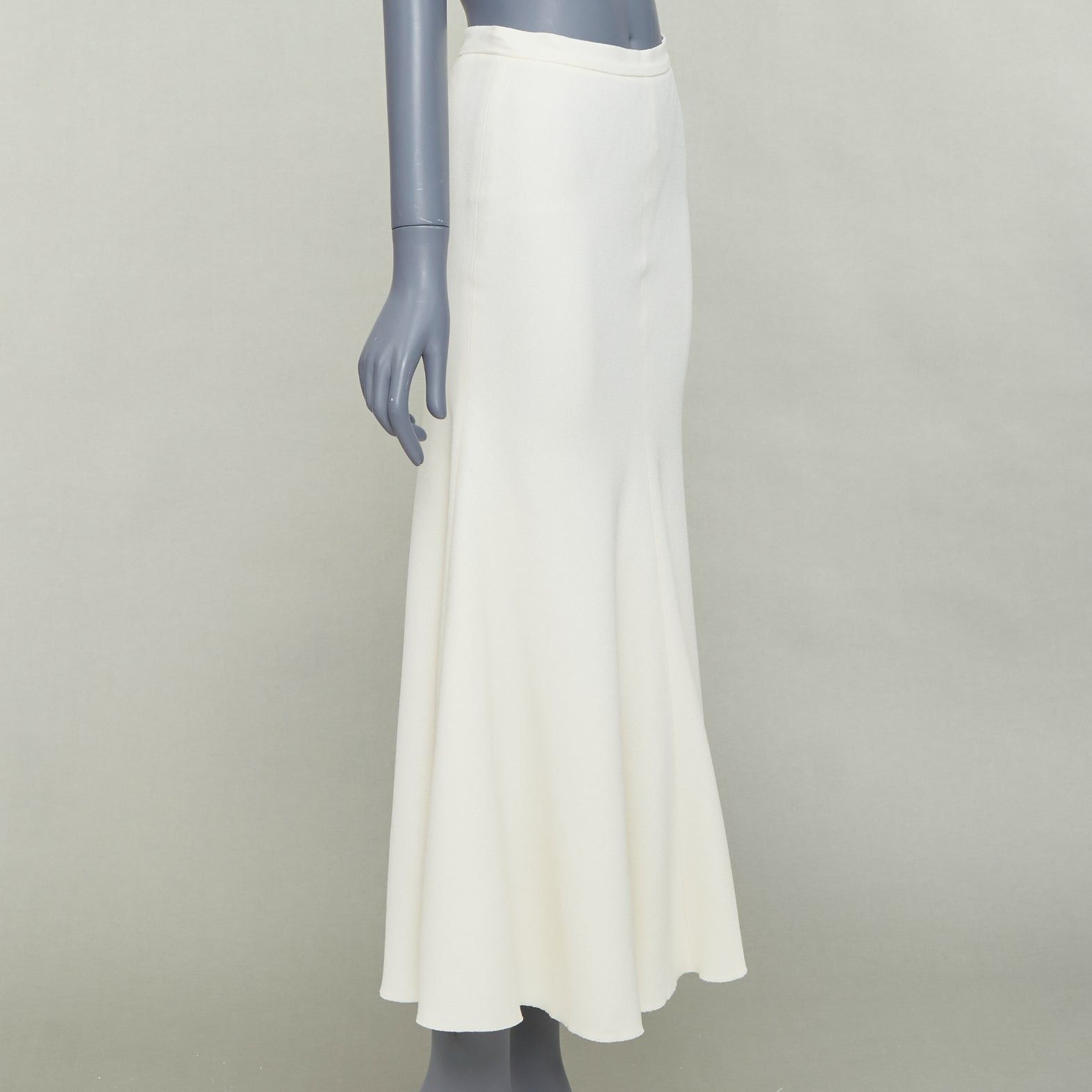 Giambattista Valli GIAMBATTISTA VALLI cream silk lined high waist flute mermaid midi skirt IT38 XS Size 26" / US 2 / IT 38 - 2 Thumbnail