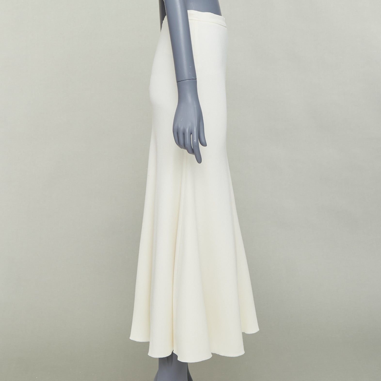 Giambattista Valli GIAMBATTISTA VALLI cream silk lined high waist flute mermaid midi skirt IT38 XS Size 26" / US 2 / IT 38 - 3 Thumbnail