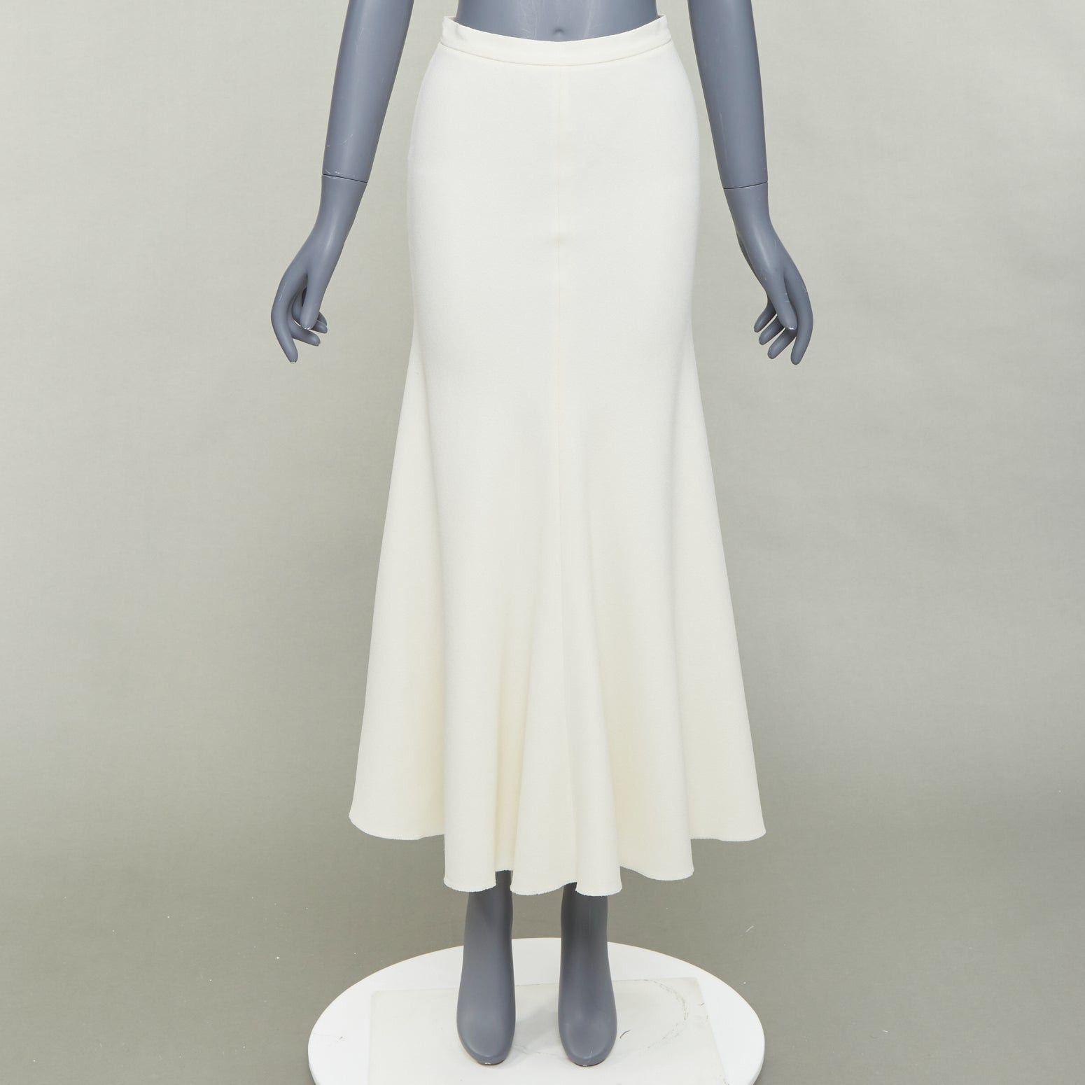 Giambattista Valli GIAMBATTISTA VALLI cream silk lined high waist flute mermaid midi skirt IT38 XS Size 26" / US 2 / IT 38 - 10 Thumbnail