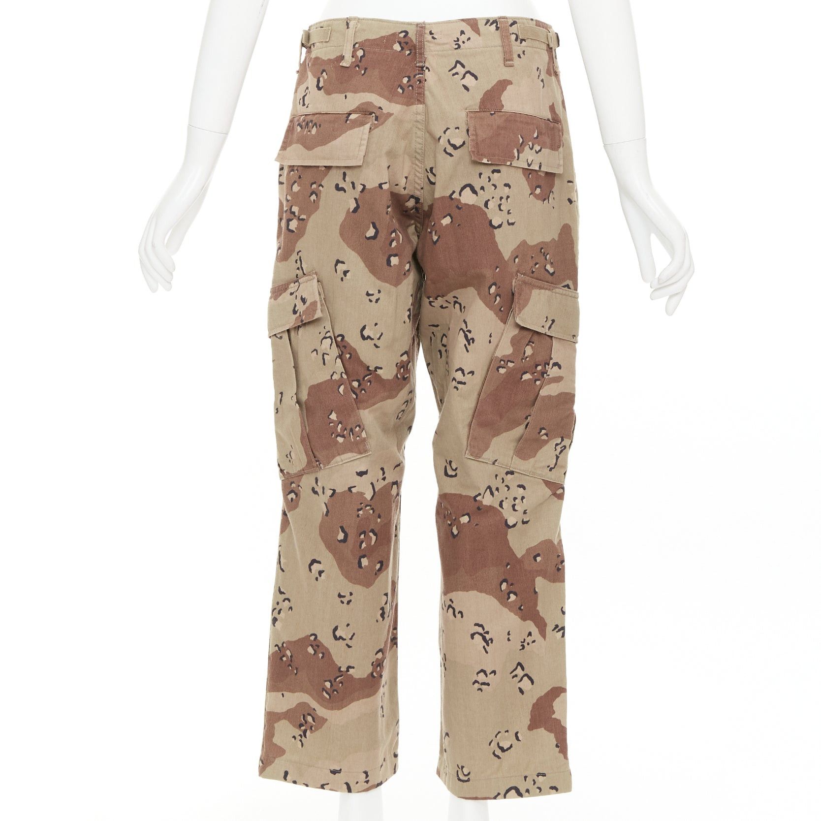 RE/DONE REDONE Desert Camo beige brown cotton blend camouflage cargo cropped pants S Size 27" / US 4 / IT 40 - 5 Thumbnail