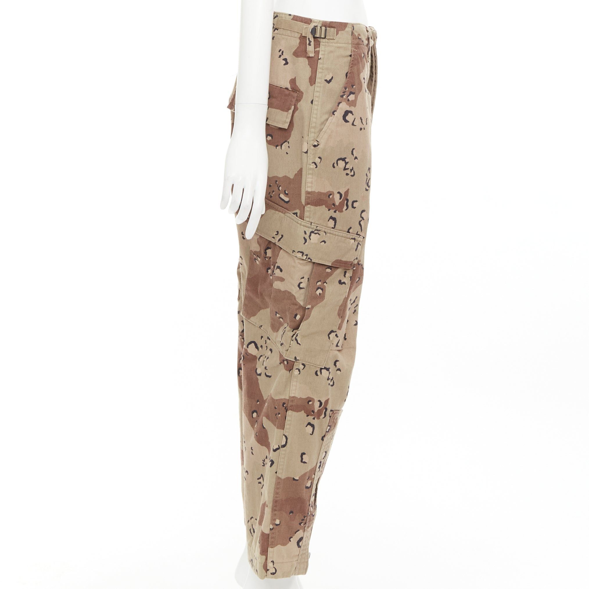RE/DONE REDONE Desert Camo beige brown cotton blend camouflage cargo cropped pants S Size 27" / US 4 / IT 40 - 4 Thumbnail