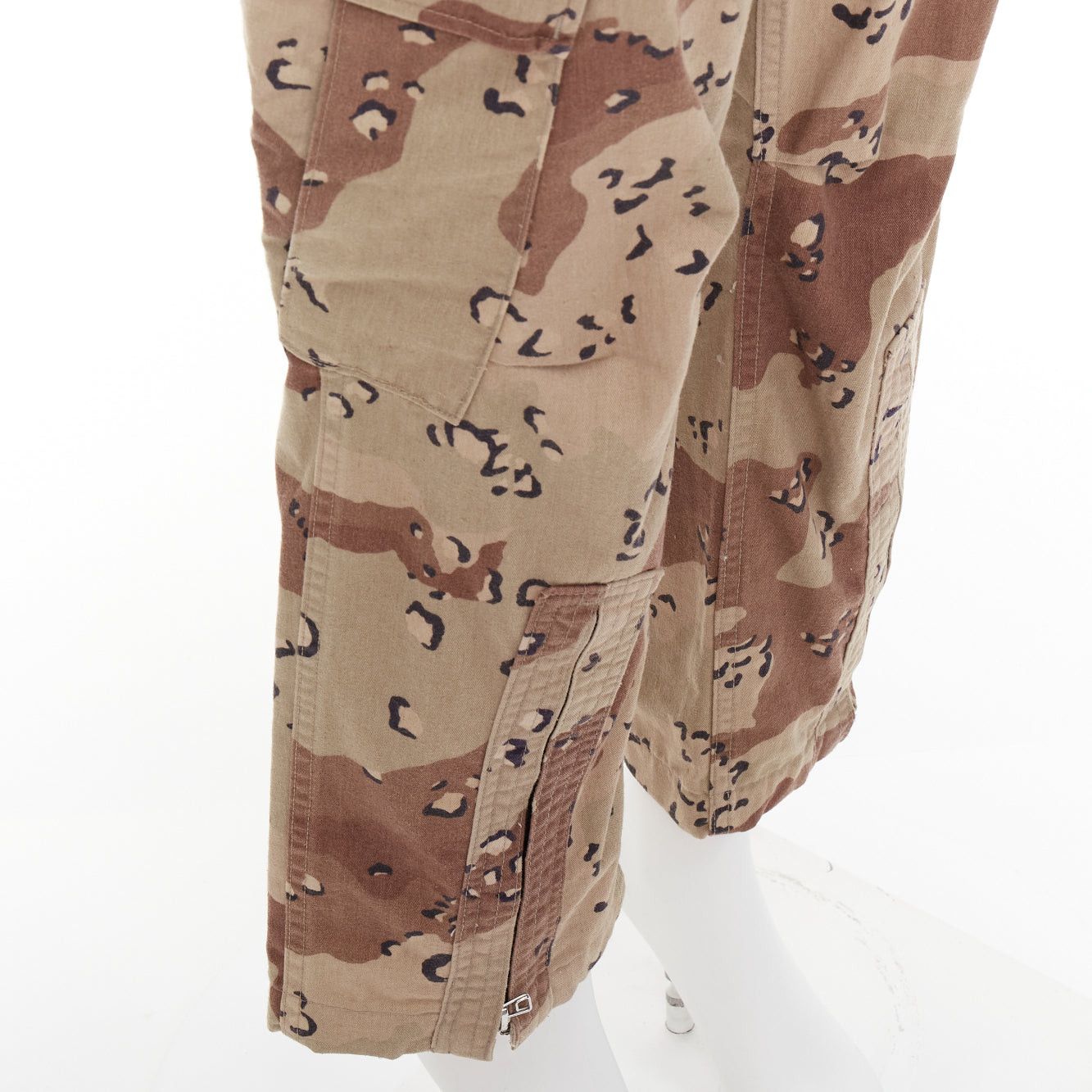 RE/DONE REDONE Desert Camo beige brown cotton blend camouflage cargo cropped pants S Size 27" / US 4 / IT 40 - 7 Thumbnail