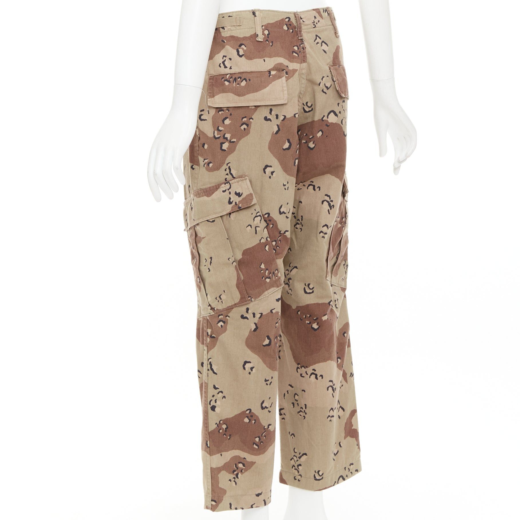RE/DONE REDONE Desert Camo beige brown cotton blend camouflage cargo cropped pants S Size 27" / US 4 / IT 40 - 6 Thumbnail