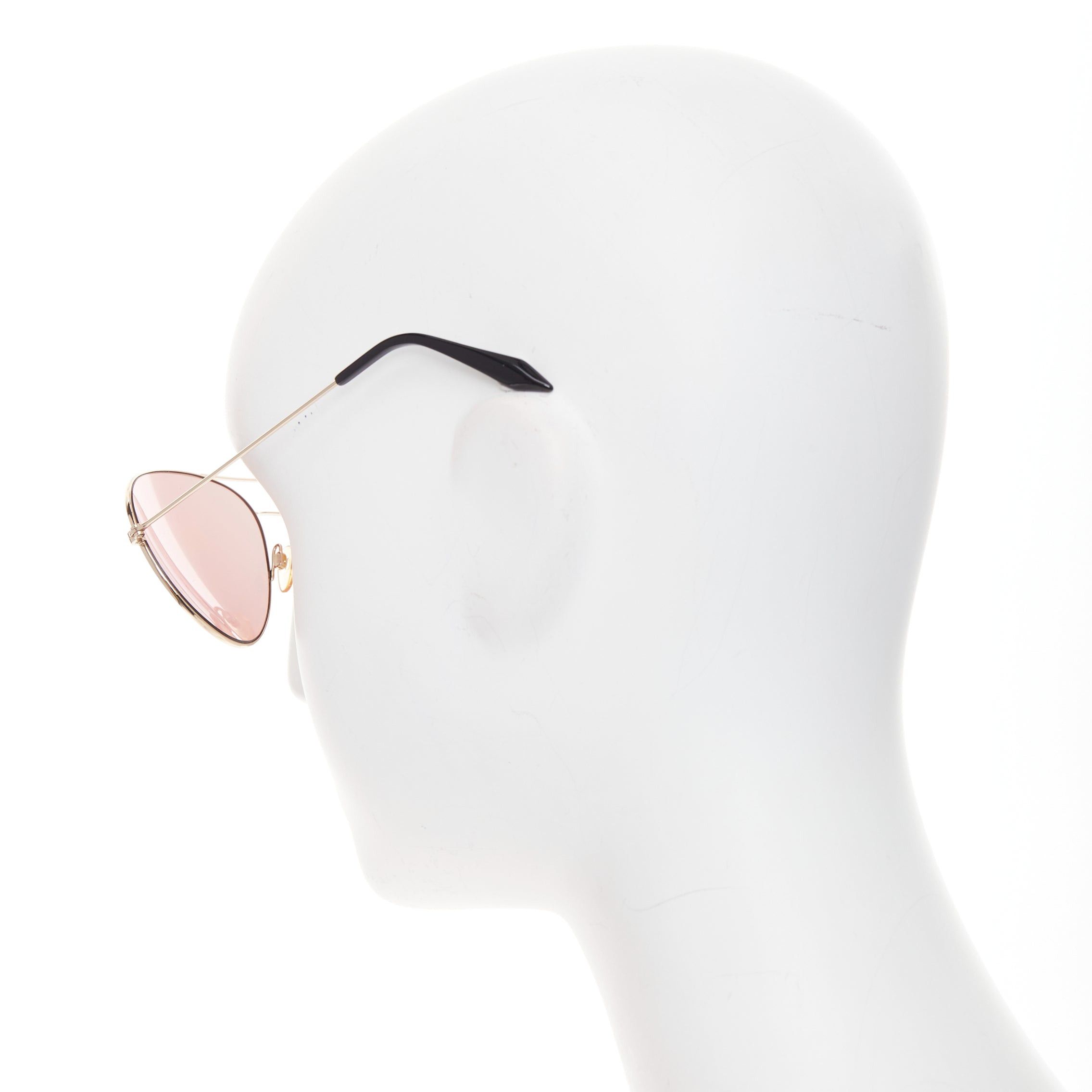 Victoria Beckham VICTORIA BECKHAM VB51 137 handmade mirrored rose tint lens pilot aviator sunglasses Size ONE SIZE - 5 Thumbnail