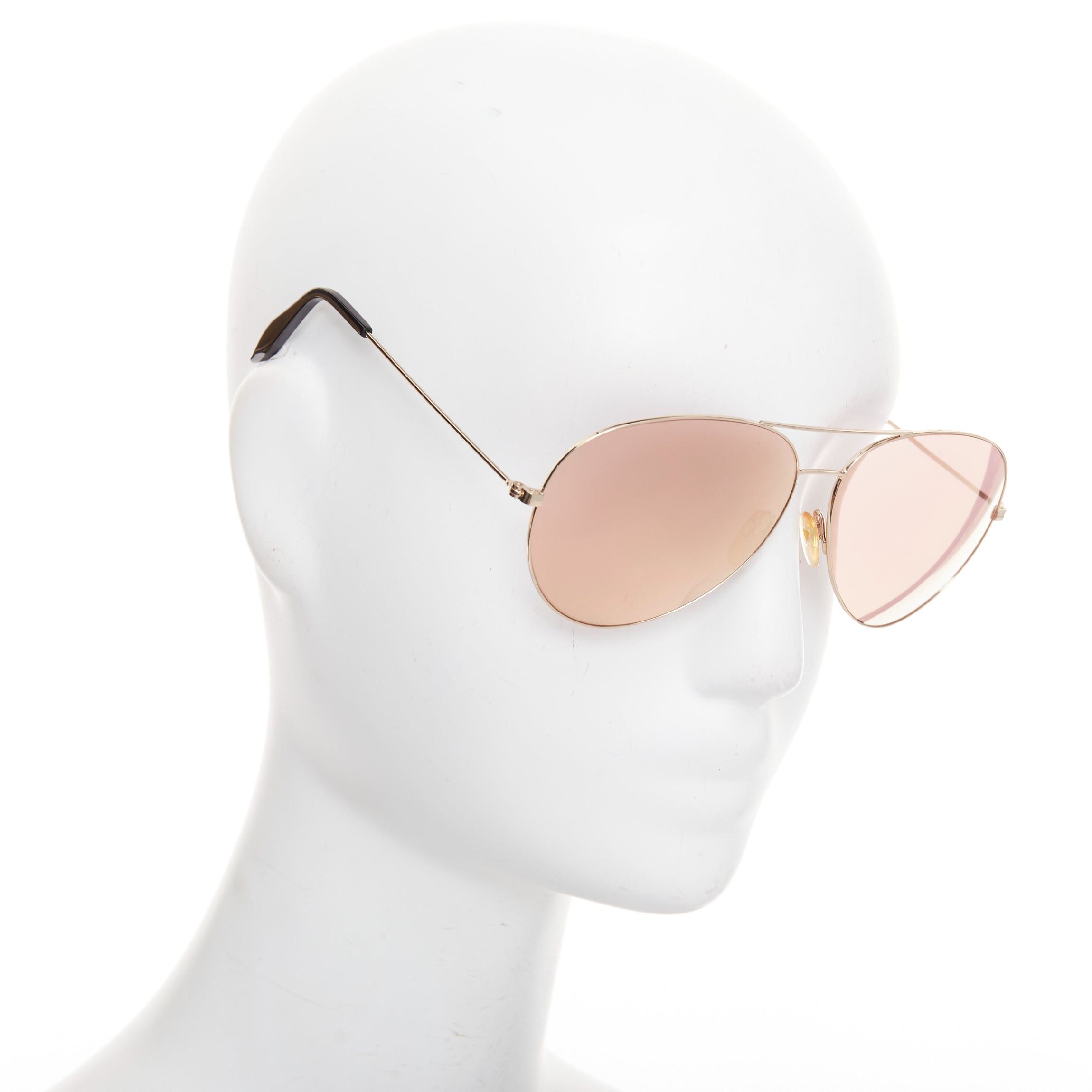 Victoria Beckham VICTORIA BECKHAM VB51 137 handmade mirrored rose tint lens pilot aviator sunglasses Size ONE SIZE - 3 Thumbnail