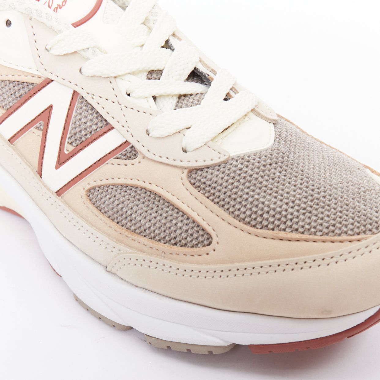 Loro Piana LORO PIANA New Balance 990V6 MiUSA Raw Cashew Limited beige patch sneakers US8.5 Size US 10 / EU 43 - 8 Thumbnail