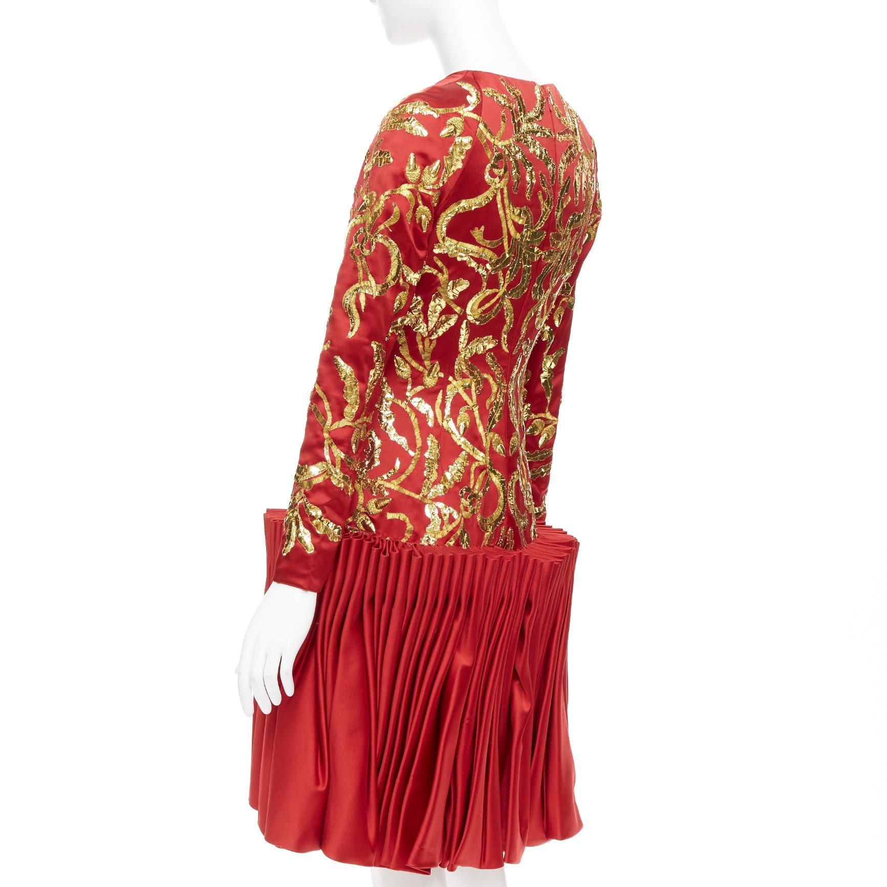 Alexander McQueen ALEXANDER MCQUEEN 2010 Runway Angels Demons red gold sequin pleat dress IT40 S Size S / US 4 / IT 40 - 6 Thumbnail