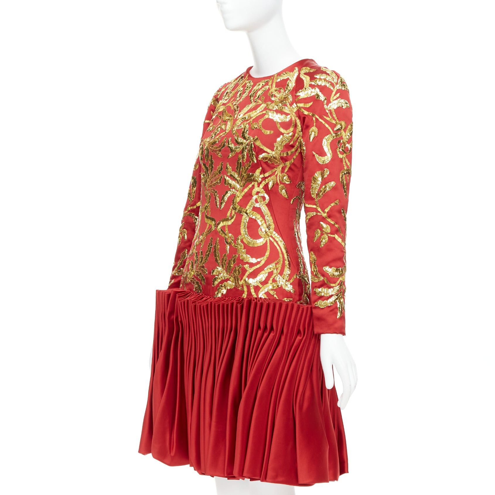 Alexander McQueen ALEXANDER MCQUEEN 2010 Runway Angels Demons red gold sequin pleat dress IT40 S Size S / US 4 / IT 40 - 7 Thumbnail