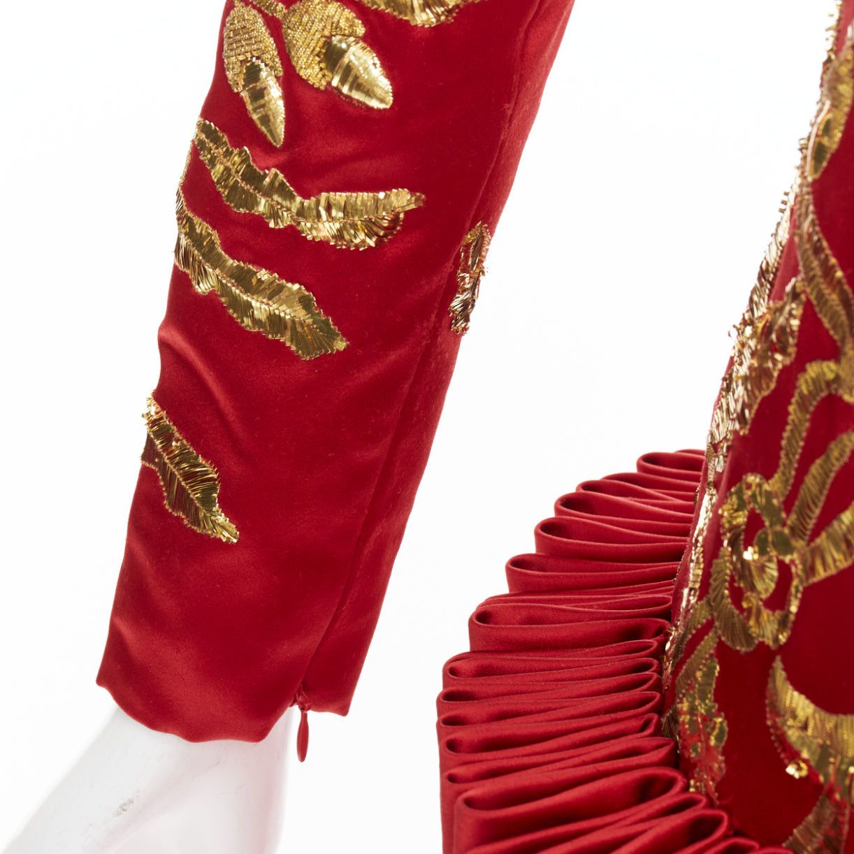 Alexander McQueen ALEXANDER MCQUEEN 2010 Runway Angels Demons red gold sequin pleat dress IT40 S Size S / US 4 / IT 40 - 12 Thumbnail