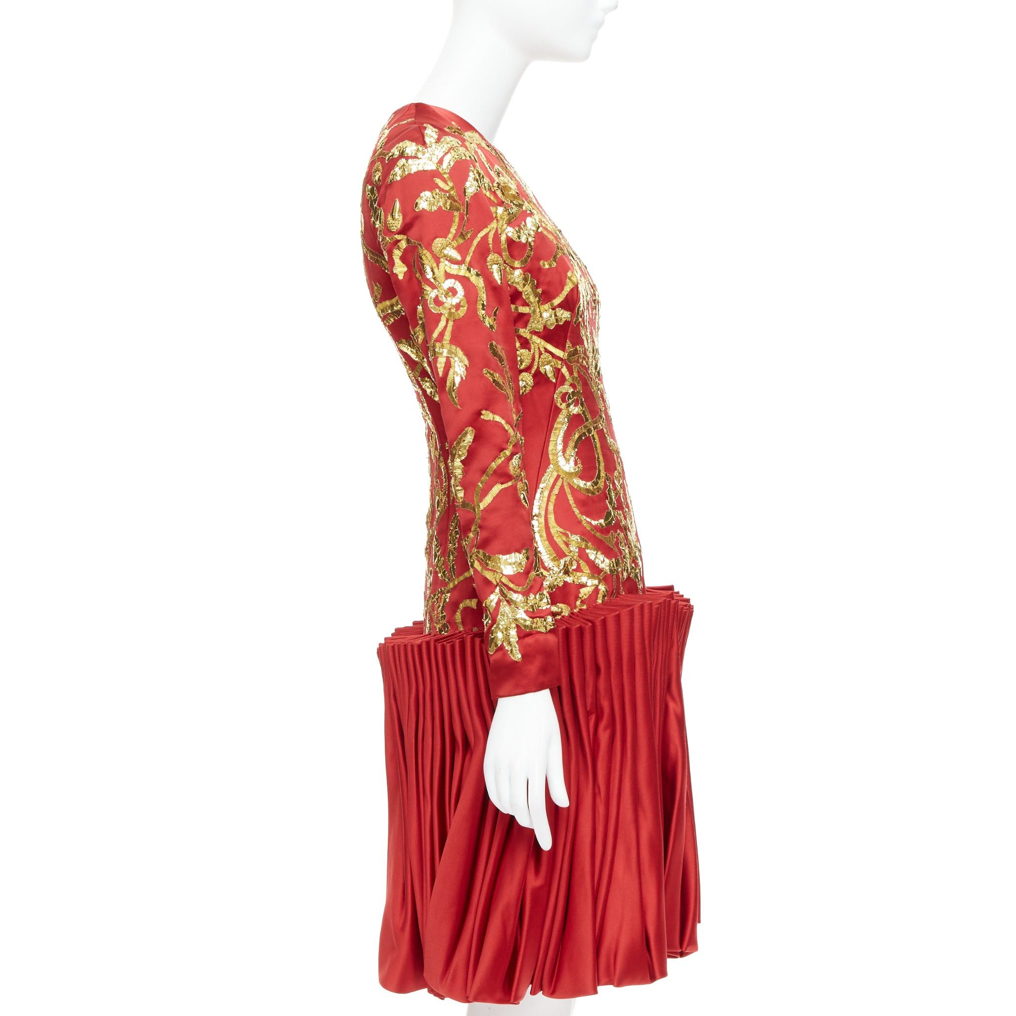 Alexander McQueen ALEXANDER MCQUEEN 2010 Runway Angels Demons red gold sequin pleat dress IT40 S Size S / US 4 / IT 40 - 3 Thumbnail