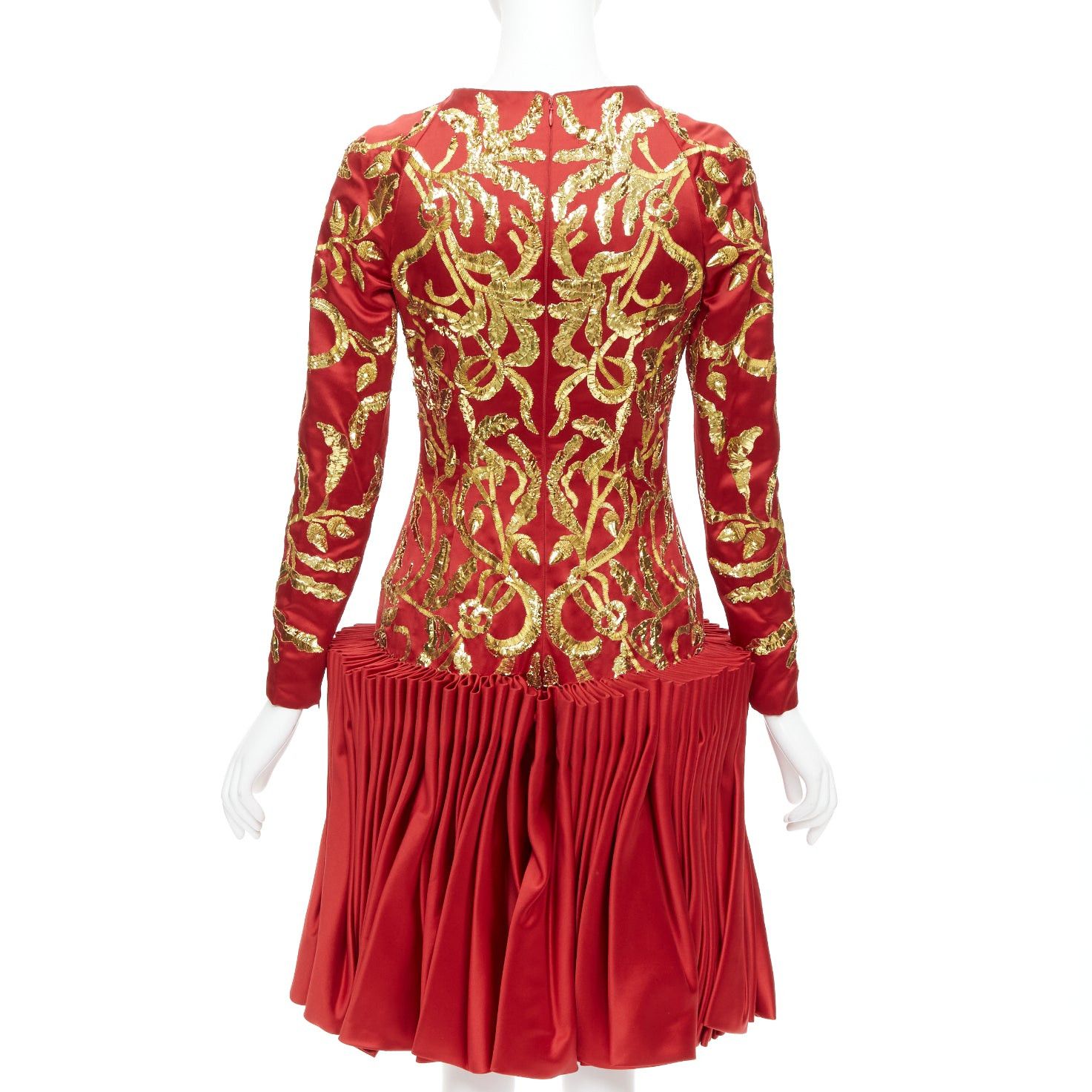 Alexander McQueen ALEXANDER MCQUEEN 2010 Runway Angels Demons red gold sequin pleat dress IT40 S Size S / US 4 / IT 40 - 5 Thumbnail