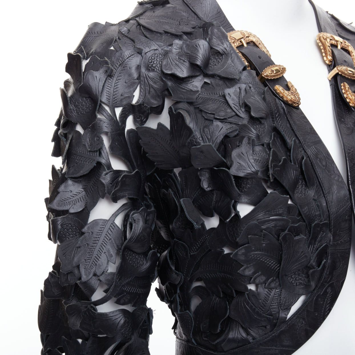 Alexander McQueen rare ALEXANDER MCQUEEN 2011 Runway black floral laser cut cropped leather jacket IT40 S Size S / US 4 / IT 40 - 8 Thumbnail