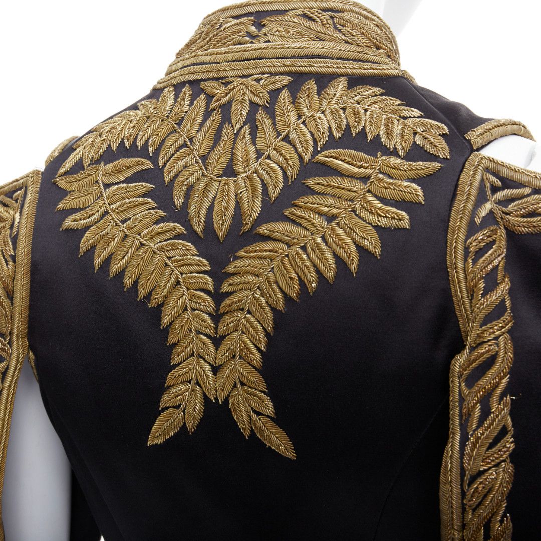 Alexander McQueen rare ALEXANDER MCQUEEN 2011 Runway black gold foliage embroidery crop military jacket IT38 XS Size XS / US 0-2 / IT 36-38 - 11 Thumbnail