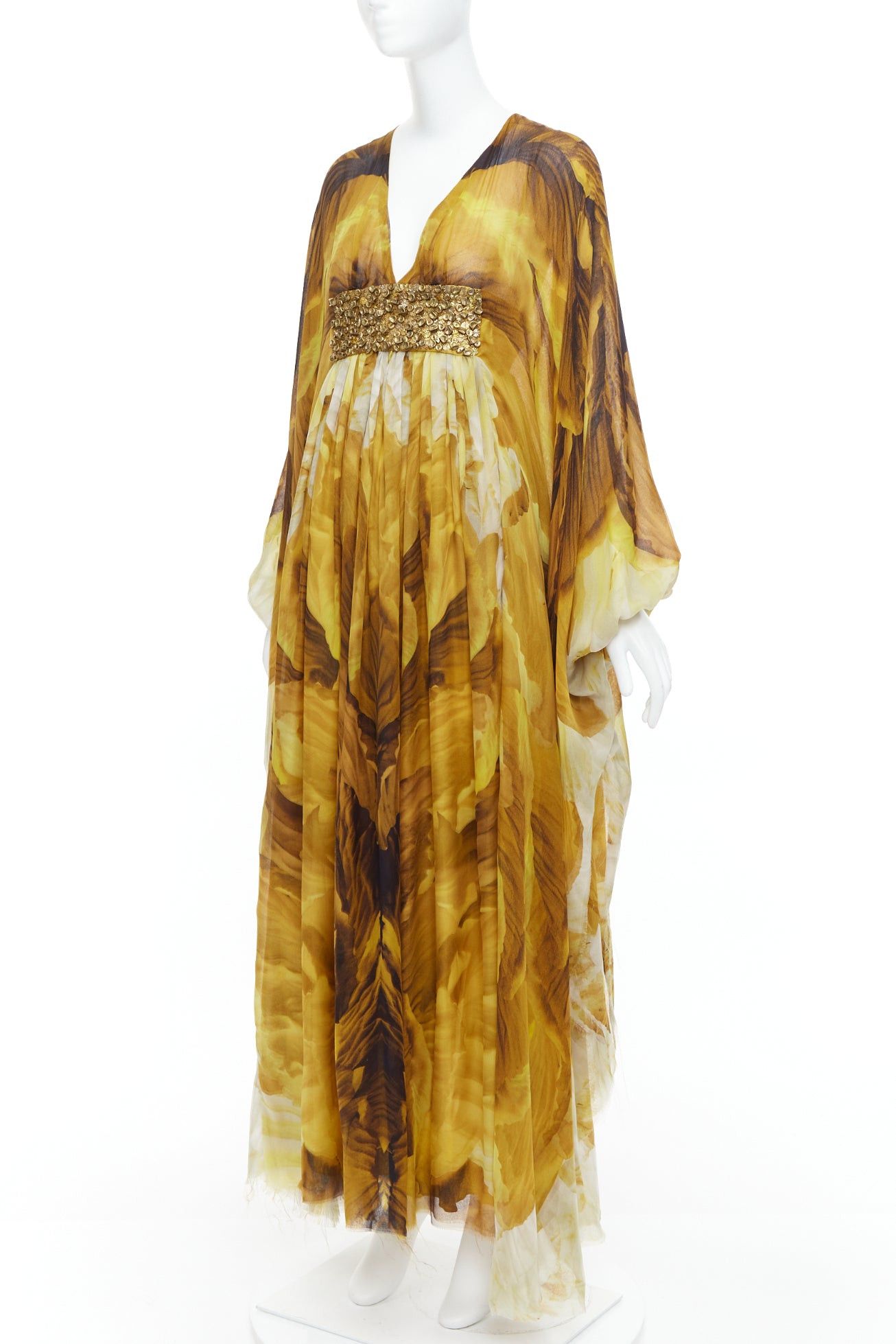 Alexander McQueen ALEXANDER MCQUEEN SS2011 Runway yellow gold embellished kaftan dress IT38 XS Size XS / US 0-2 / IT 36-38 - 7 Thumbnail