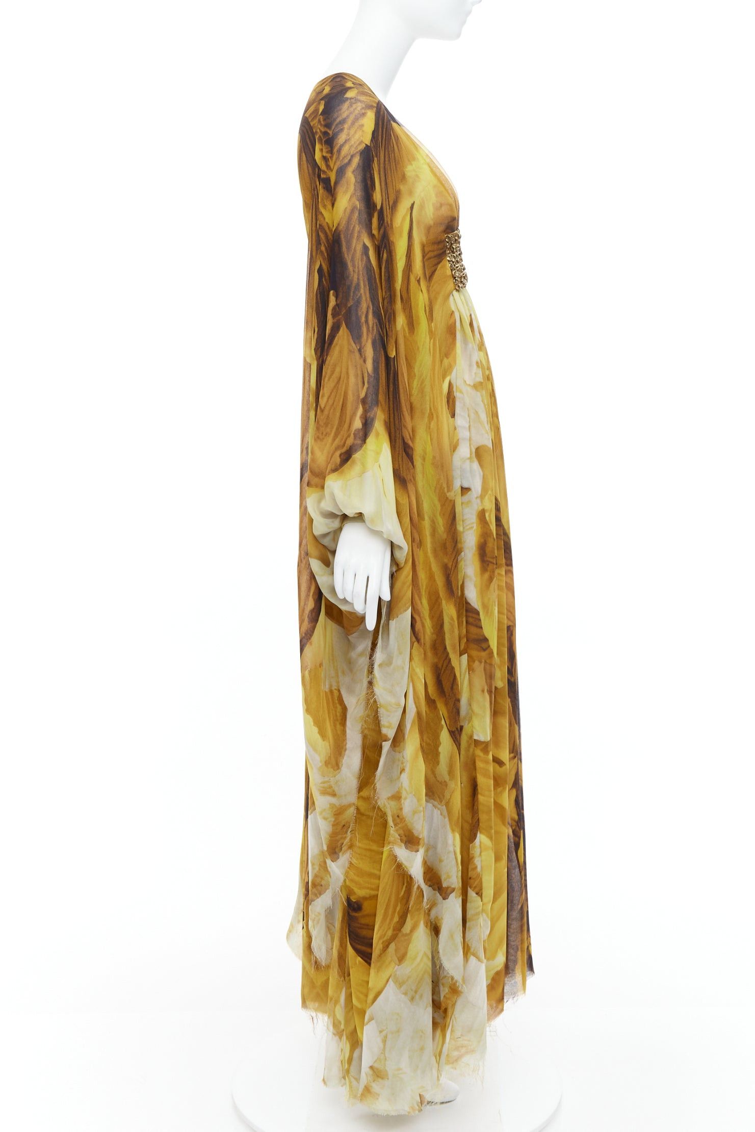 Alexander McQueen ALEXANDER MCQUEEN SS2011 Runway yellow gold embellished kaftan dress IT38 XS Size XS / US 0-2 / IT 36-38 - 4 Thumbnail