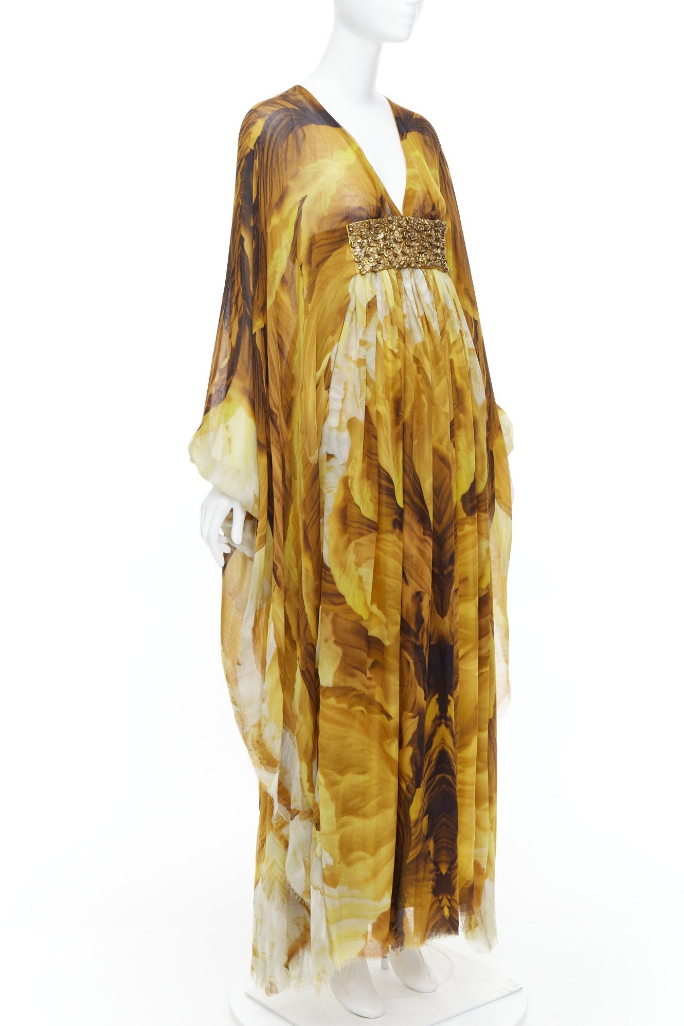 Alexander McQueen ALEXANDER MCQUEEN SS2011 Runway yellow gold embellished kaftan dress IT38 XS Size XS / US 0-2 / IT 36-38 - 3 Thumbnail