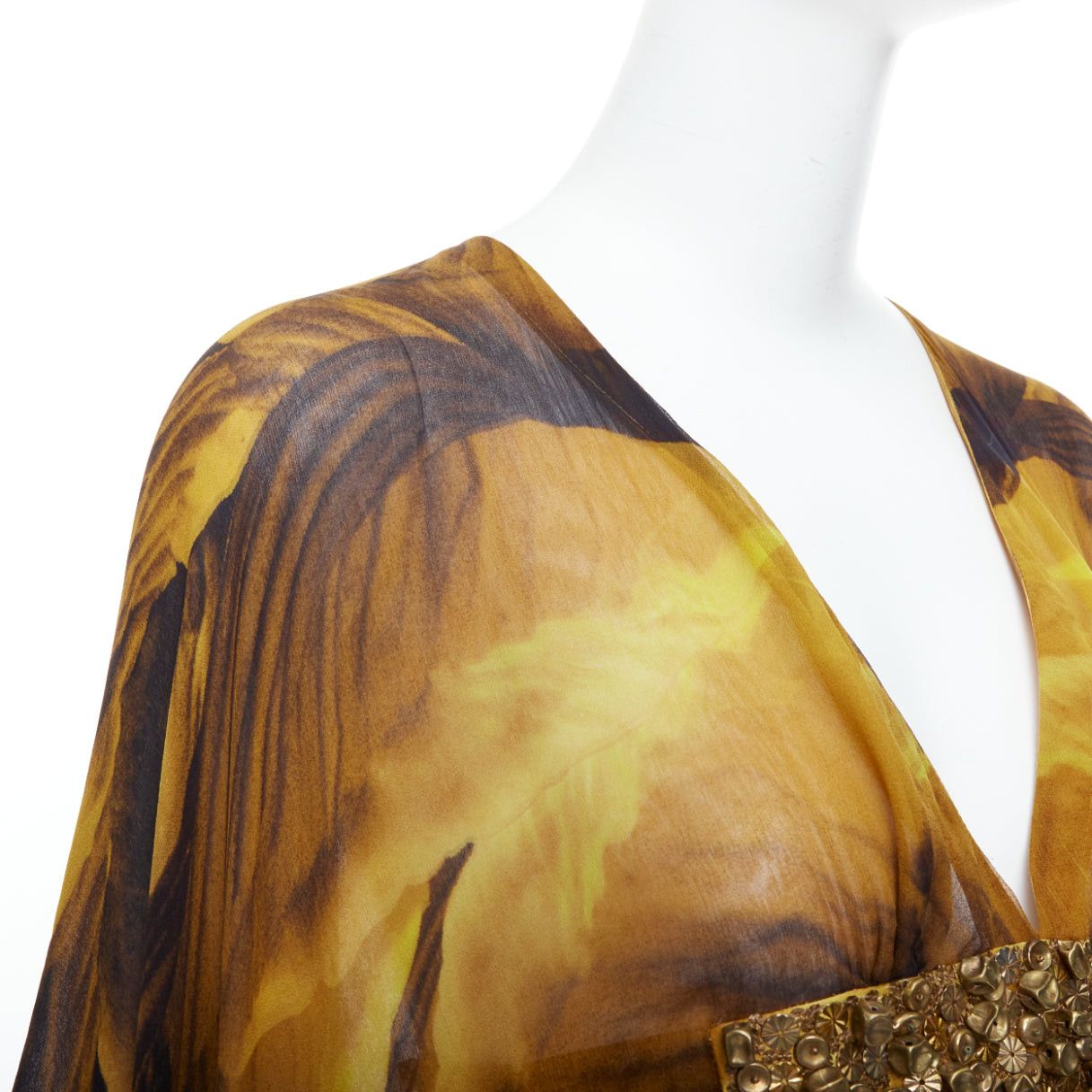 Alexander McQueen ALEXANDER MCQUEEN SS2011 Runway yellow gold embellished kaftan dress IT38 XS Size XS / US 0-2 / IT 36-38 - 8 Thumbnail