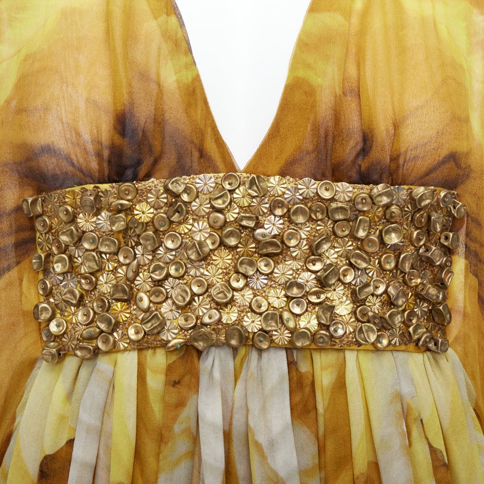 Alexander McQueen ALEXANDER MCQUEEN SS2011 Runway yellow gold embellished kaftan dress IT38 XS Size XS / US 0-2 / IT 36-38 - 2 Thumbnail