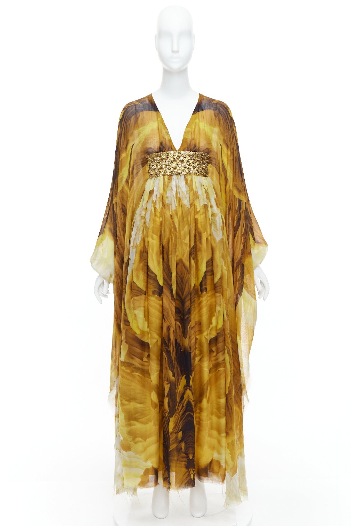Alexander McQueen ALEXANDER MCQUEEN SS2011 Runway yellow gold embellished kaftan dress IT38 XS Size XS / US 0-2 / IT 36-38 - 14 Thumbnail