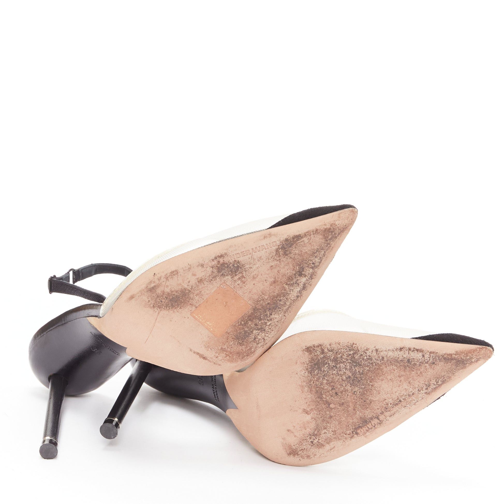 Alexander Wang ALEXANDER WANG Alix nude mesh black fabric strap slingback pumps EU36 Size US 6 / IT 36 - 9 Thumbnail