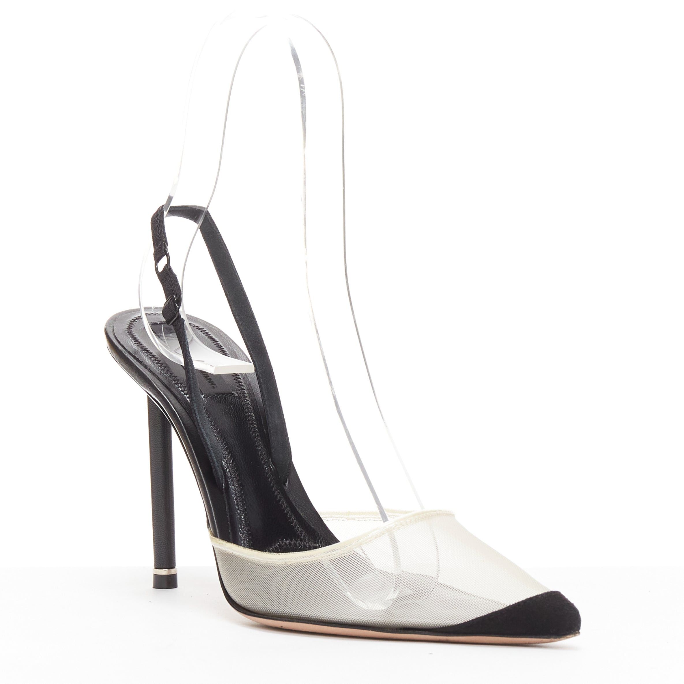 Alexander Wang ALEXANDER WANG Alix nude mesh black fabric strap slingback pumps EU36 Size US 6 / IT 36 - 2 Thumbnail