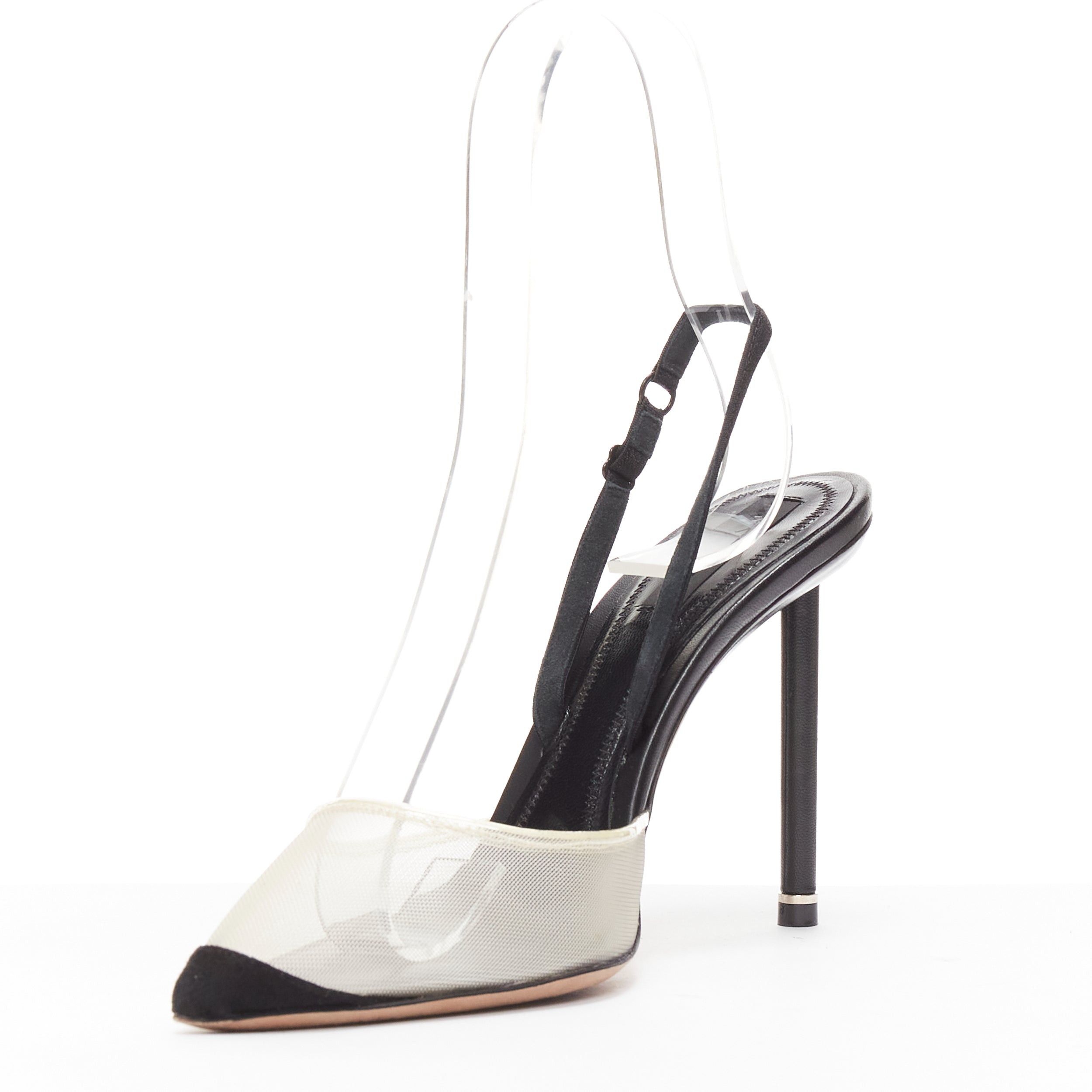 Alexander Wang ALEXANDER WANG Alix nude mesh black fabric strap slingback pumps EU36 Size US 6 / IT 36 - 4 Thumbnail