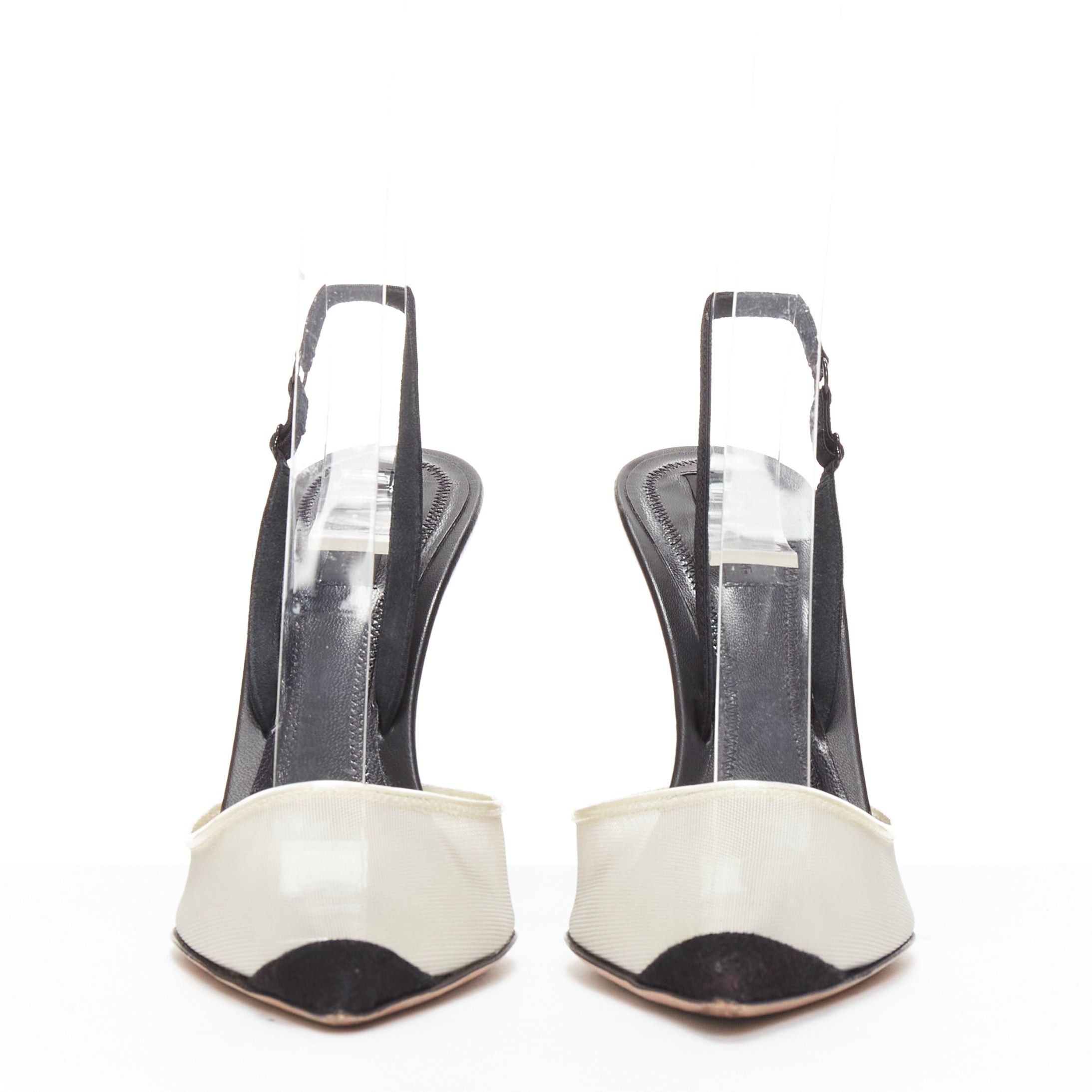 Alexander Wang ALEXANDER WANG Alix nude mesh black fabric strap slingback pumps EU36 Size US 6 / IT 36 - 3 Thumbnail