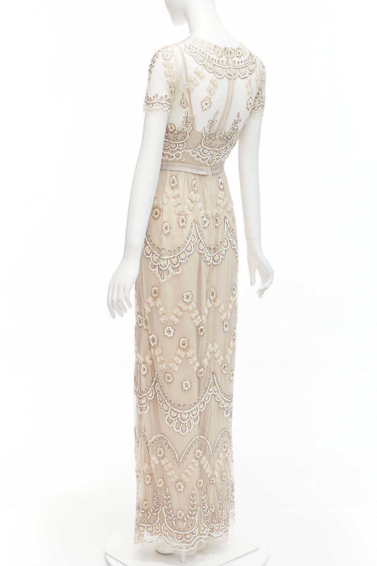 Other NEEDLE & THREAD nude sequins beads embellished overlay long gown UK6 XS Size XS / US 0-2 / IT 36-38 - 6 Thumbnail
