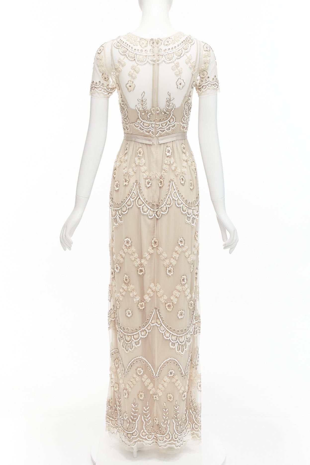 Other NEEDLE & THREAD nude sequins beads embellished overlay long gown UK6 XS Size XS / US 0-2 / IT 36-38 - 5 Thumbnail