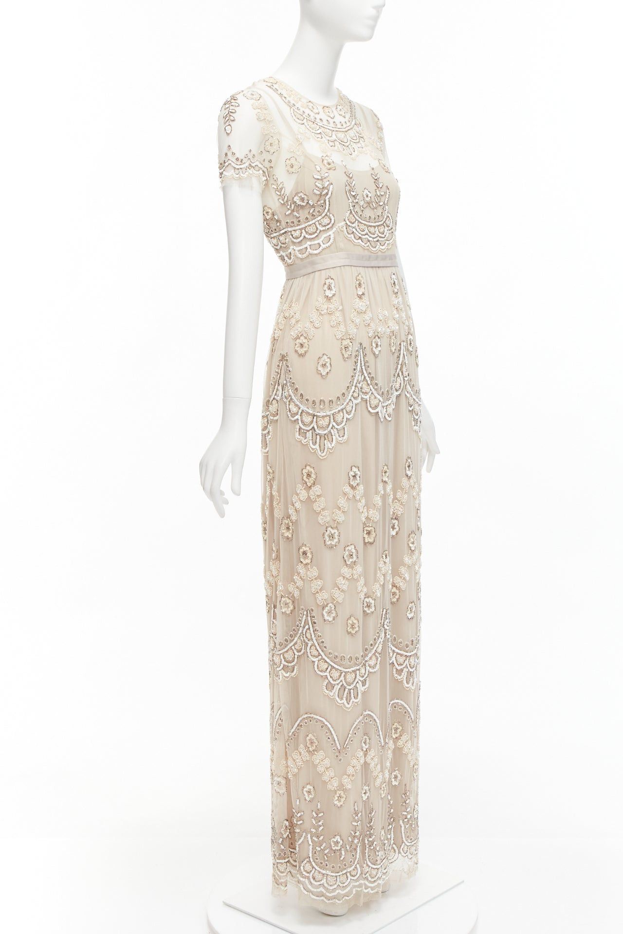 Other NEEDLE & THREAD nude sequins beads embellished overlay long gown UK6 XS Size XS / US 0-2 / IT 36-38 - 3 Thumbnail
