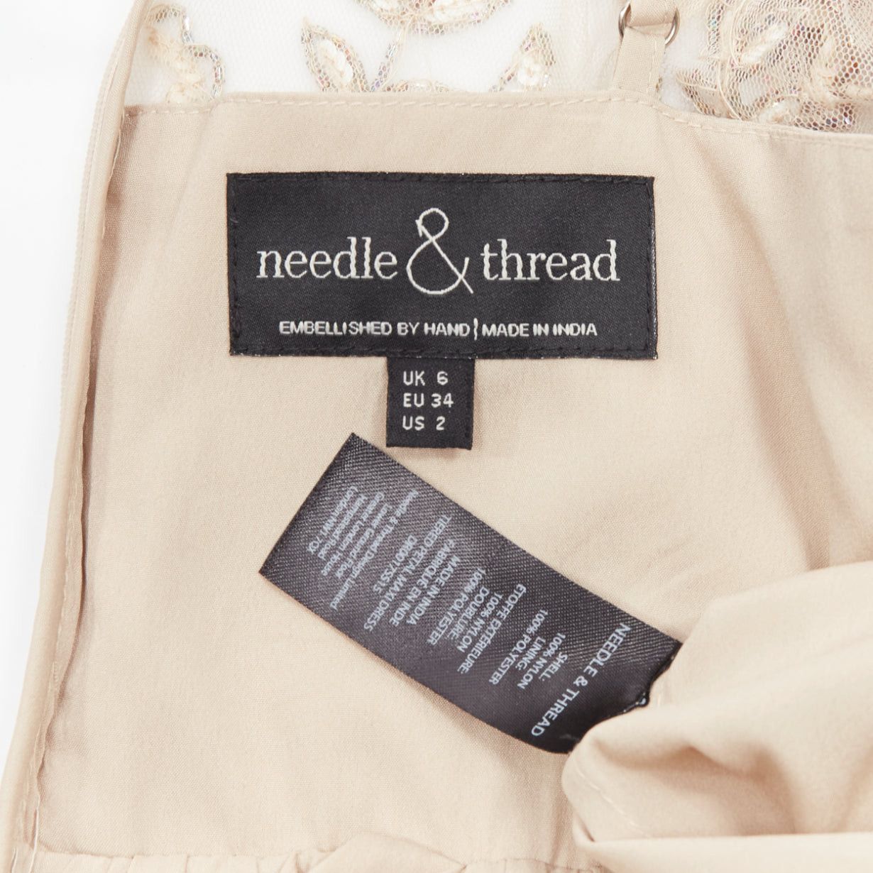 Other NEEDLE & THREAD nude sequins beads embellished overlay long gown UK6 XS Size XS / US 0-2 / IT 36-38 - 9 Thumbnail