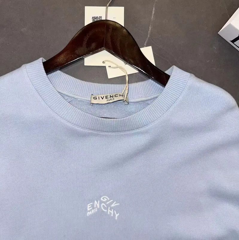 Givenchy Givenchy Light Blue Cotton Long Sleeve Sweatshirt 0089 Size US L / EU 52-54 / 3 - 3 Thumbnail