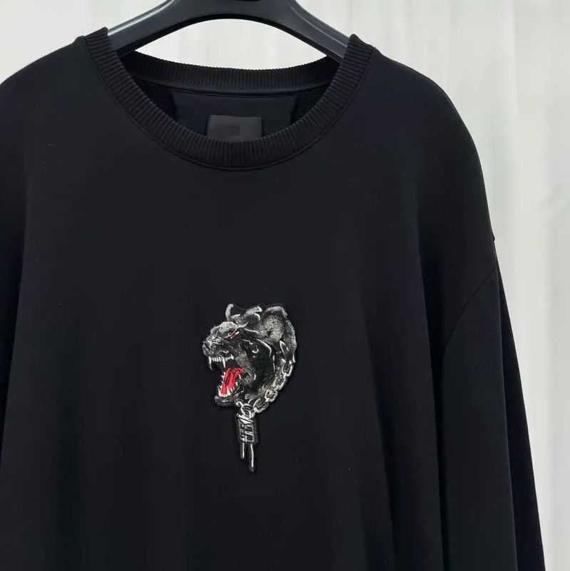 Givenchy Givenchy Black Cotton Logo Embroidered Sweatshirt 0089 Size US XL / EU 56 / 4 - 3 Thumbnail
