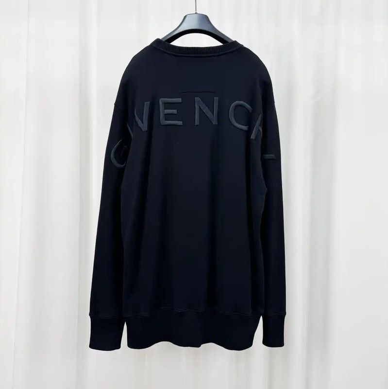 Givenchy Givenchy Black Cotton Logo Embroidered Sweatshirt 0089 Size US XL / EU 56 / 4 - 2 Thumbnail