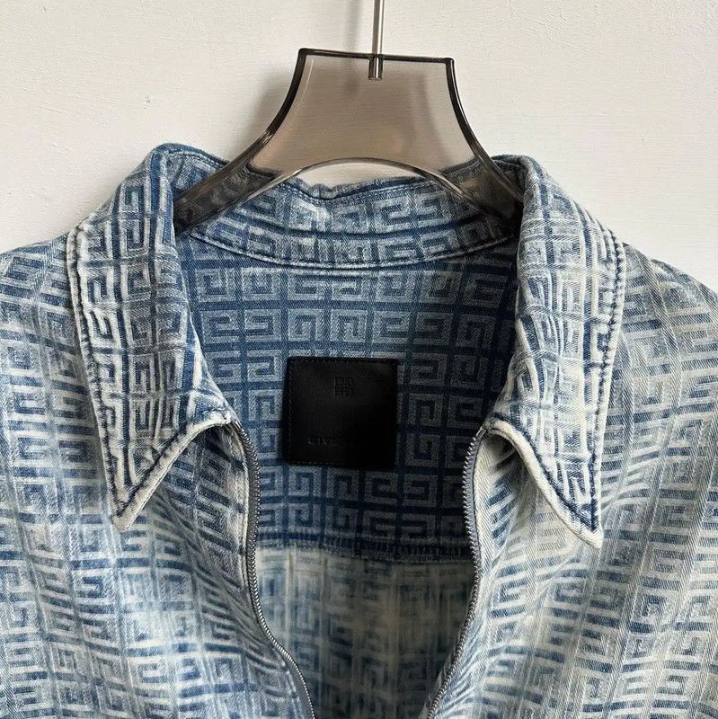 Givenchy Givenchy Blue Cotton Short-Sleeve Outerwear Shirt 0089 Size US S / EU 44-46 / 1 - 3 Thumbnail