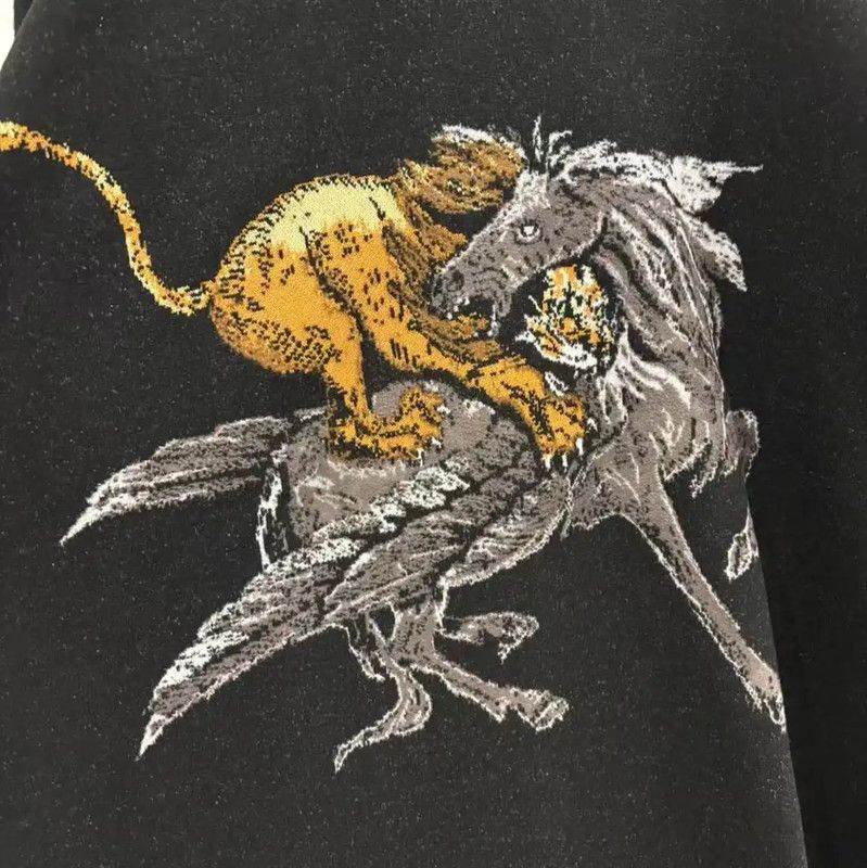 Givenchy Givenchy Black Wool Graphic Knit Sweater 0089 Size US XL / EU 56 / 4 - 7 Thumbnail