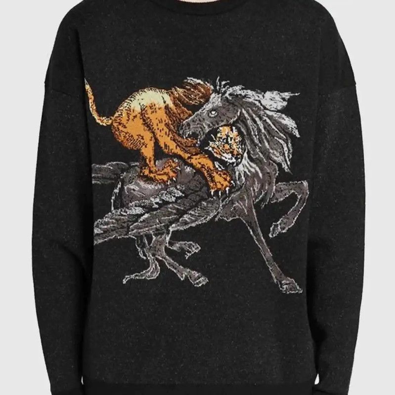 Givenchy Givenchy Black Wool Graphic Knit Sweater 0089 Size US XL / EU 56 / 4 - 8 Thumbnail