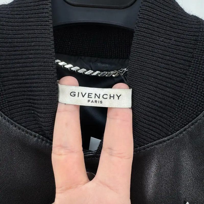 Givenchy Givenchy Black Leather Logo Bomber Jacket 0089 Size US XS / EU 42 / 0 - 5 Thumbnail