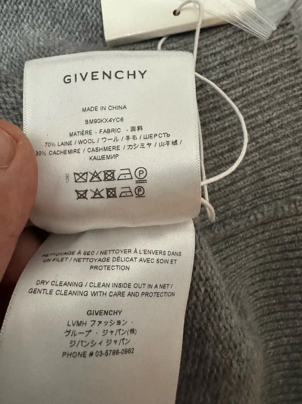 Givenchy Givenchy Gray Cashmere Embroidered Logo Sweater 0089 Size US XL / EU 56 / 4 - 7 Thumbnail